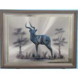 Retro South African copper plaque of an antelope / eland, signed Ncoyo, 44 x 59cm