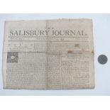 Salisbury Journal dated 1755 together with Birmingham Mining and Copper Company halfpenny token