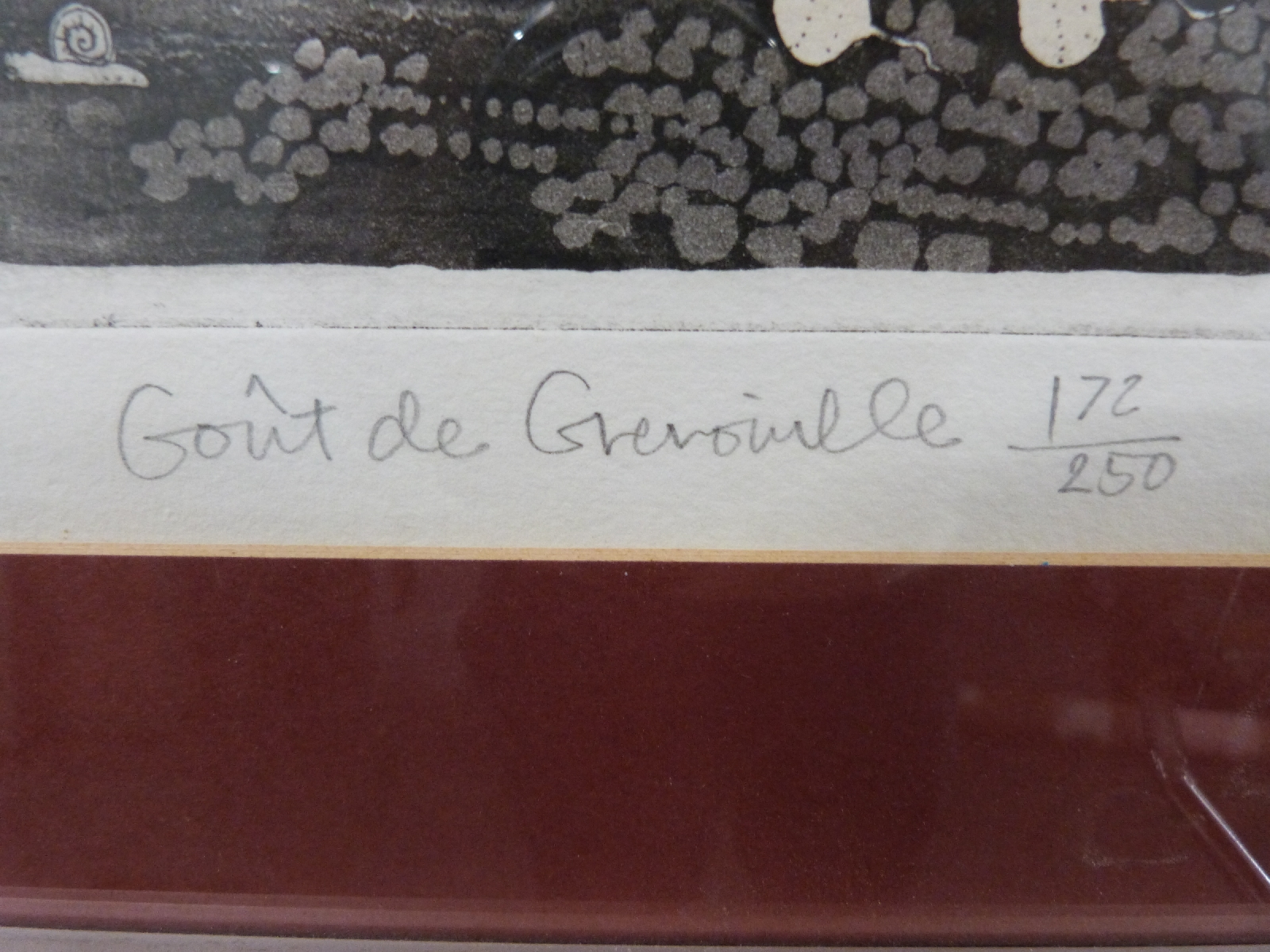 Graham Clarke (b1941) signed limited edition (172/250) etching Goût de Grenouille, 58 x 72cm - Image 3 of 5