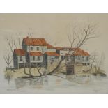 A.L.Richardson signed limited edition (182/500) print Zedler's Mill on the San Marcos River, Luling,