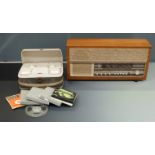 Civic R4900 valve radio and a Grundig  reel to reel tape machine with spare spools