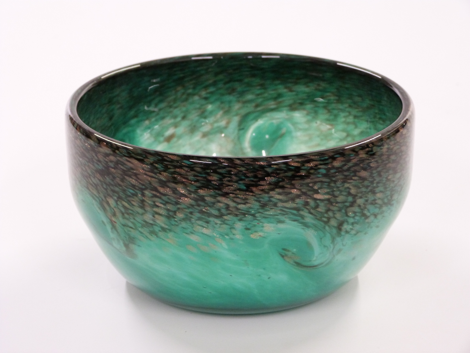 Two pieces of Strathearn glass both with green and black mottled ground and aventurine flecks, one a - Image 2 of 3