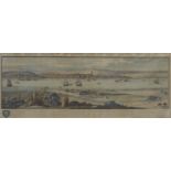 An 18thC coloured engraving The North Prospect of Gravesend in The County of Kent by Samuel and