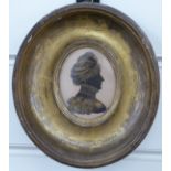 Early 19thC silhouette with gilt highlights in the style of Miers titled verso of Mrs Coles aged 74,