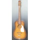 Folk acoustic guitar c1960, with six steel strings