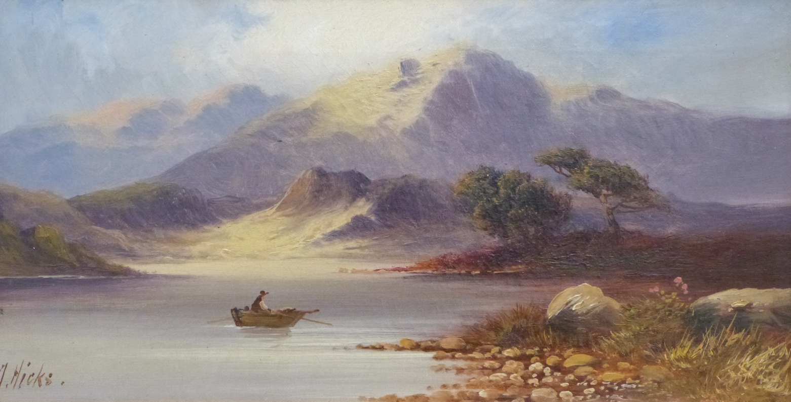 David Hicks (active 1885-1890) pair of oils on canvas, Highland loch and mountain scenes, each 20 - Image 2 of 9