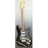 Tokai Stratocaster type 'Goldstar Sound' electric guitar, black gloss lacquered body with pearloid