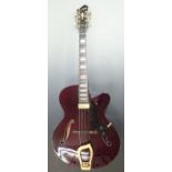 Hagstrom HL 550 semi acoustic electric guitar in deep mahogany gloss finish, serial number