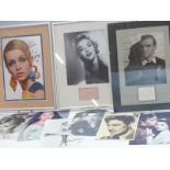 A selection of signed photographs, autographs to include Stanley Baker, Doris Day, Sophia Loren,