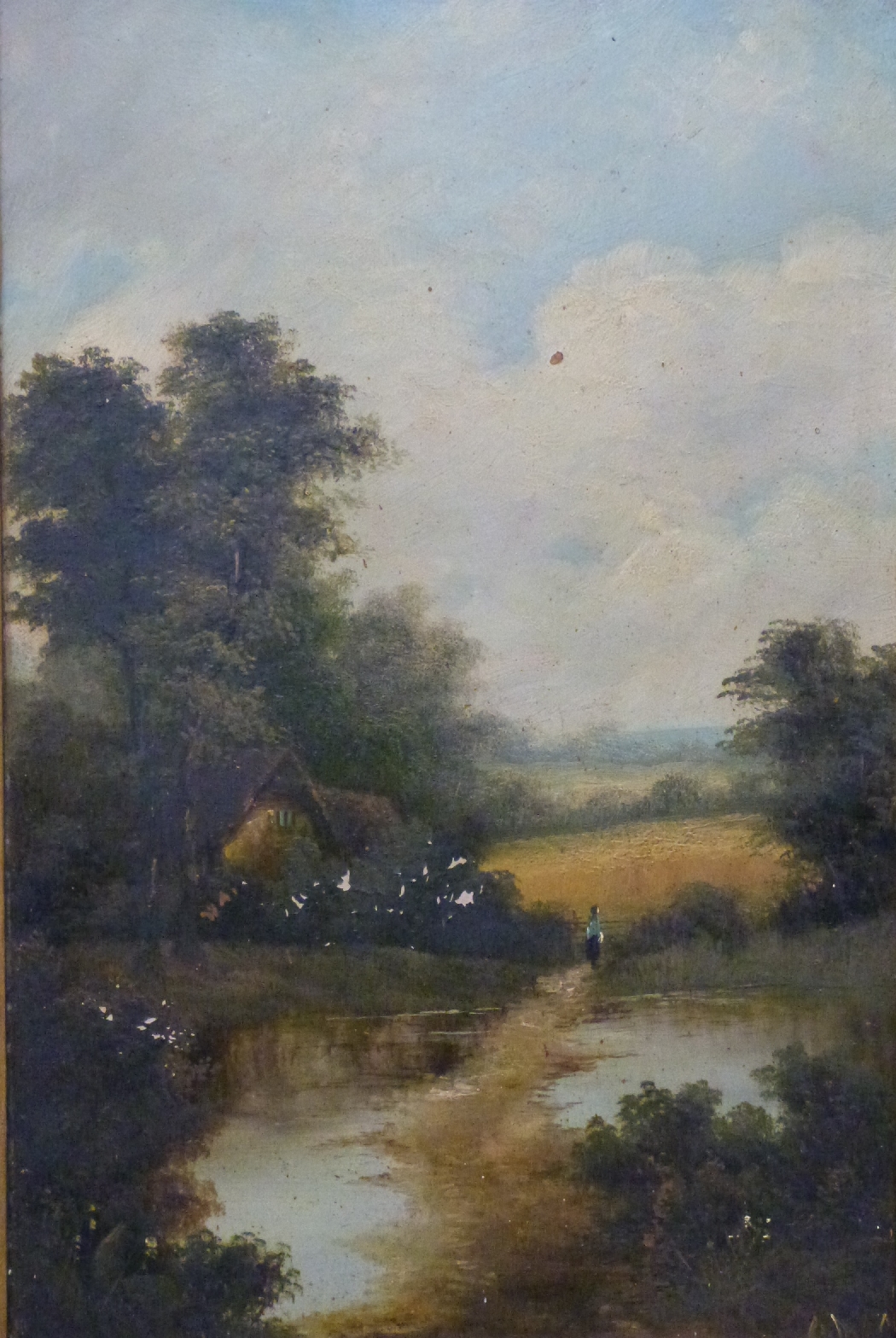 G.Mace three late 19th/early 20thC  oil on board countryside scenes including two of cottages - Image 8 of 10