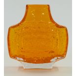 Geoffrey Baxter for Whitefriars TV vase in tangerine, pattern number 9677, 17cm tall.