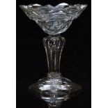 Georgian clear cut glass pedestal bonbon or sweetmeat dish, 13.5cm tall.