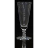 Mike Hunter Twists Glass clear drinking glass with blue twist decoration to the stem and round