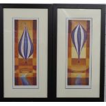 Adam Barsby pair of signed ballooning prints High Mead I and II, each 65 x 24cm