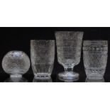 Four Waterford Crystal cut glass vases, two with original paper labels, largest 25cm tall