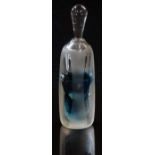 Jane Charles Glass 'Sea' perfume bottle with frosted cylindrical body cut to reveal blue blue