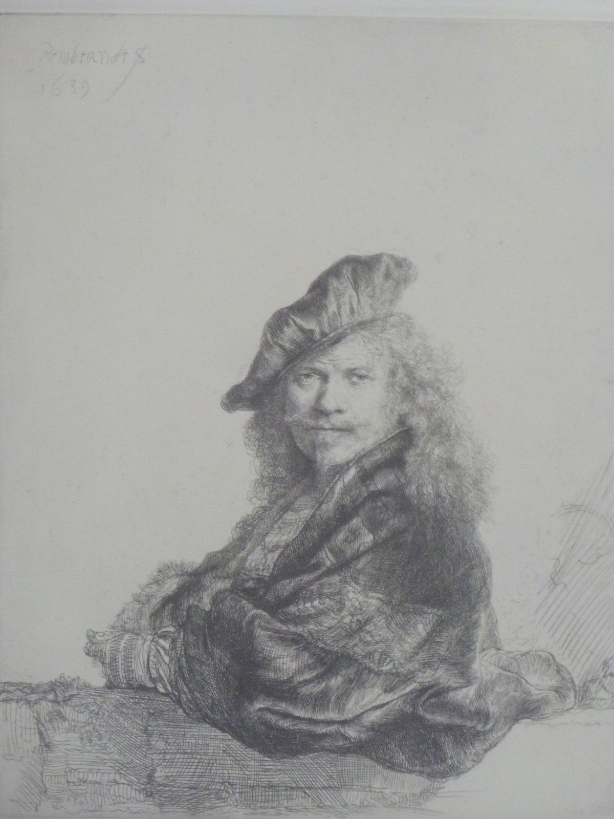 Rembrandt etching self portrait dated 1639 together with Rembrandt print marked 'hand printed by - Image 2 of 9
