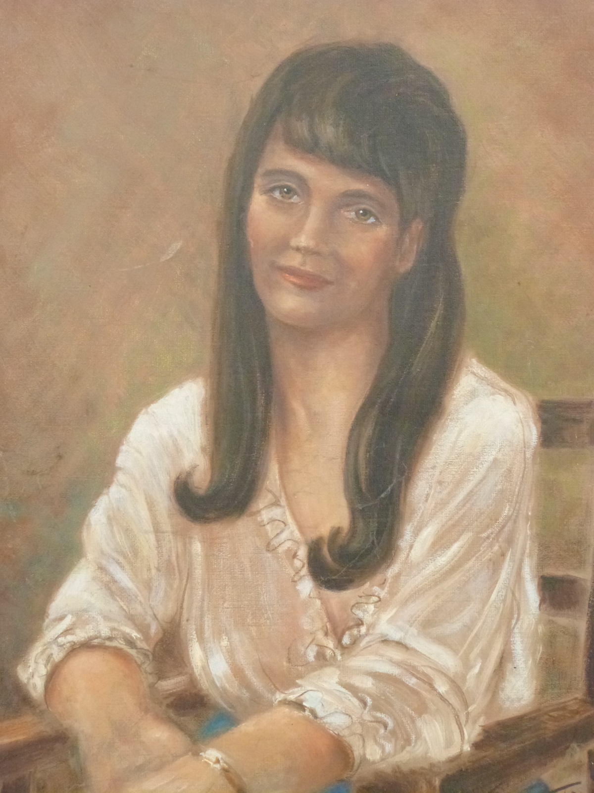 Tom Tayler (British 20thC) oil on  board entitled verso Girl in White Blouse, Studio Tayler,