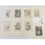 Eight Martin van Maele and similar erotic etchings including La Grande Danse Macabre des Vifs