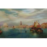 F.Wheeler Victorian watercolour Venetian scene with St.Mark's from the canal, signed and dated 19.