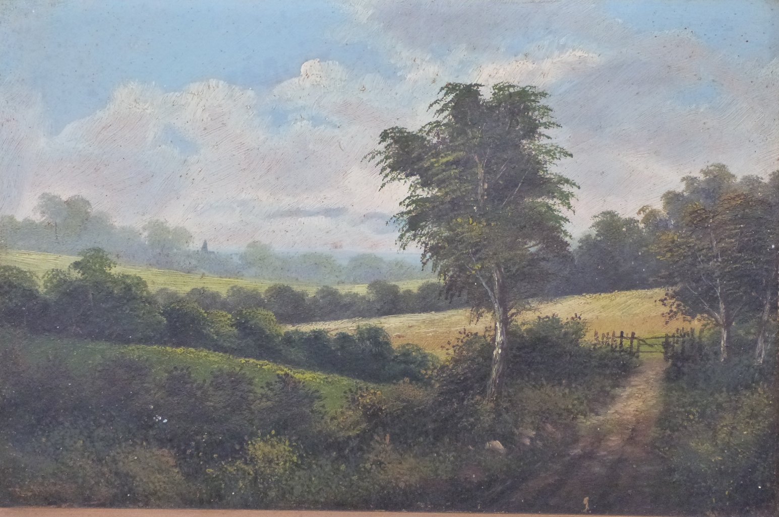 G.Mace three late 19th/early 20thC  oil on board countryside scenes including two of cottages - Image 5 of 10