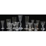 Twelve various 19thC and later drinking glasses all with wrythen decoration one Venetian style