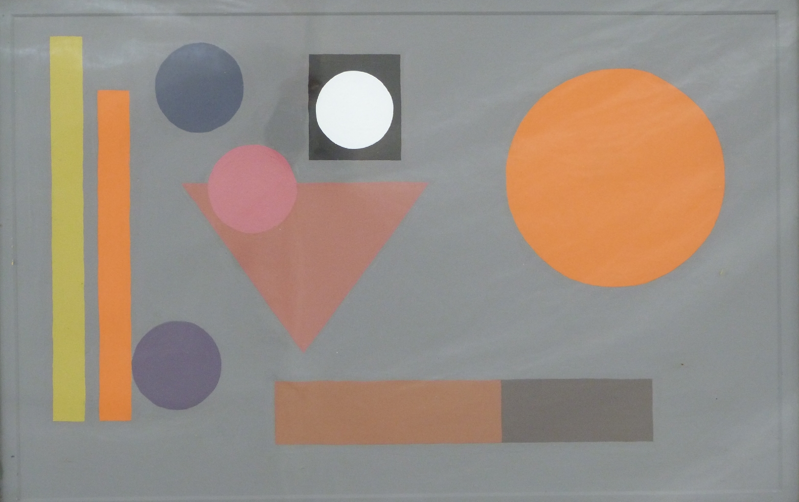 Alastair Stewart acrylic on board, titled verso Modern Geometric Abstract, Spring 1972, 33 x 52cm