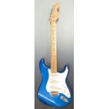 Fender Stratocaster electric guitar in metallic aqua blue finish, G Gotoh tuning pegs, serial no
