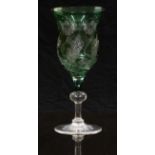Flash overlaid drinking glass, possibly Stevens & Williams, with decoration of columbine style