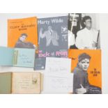 Two autograph books, signatures include Marty Wilde, Bradley Walsh, Ted Heath, Jim Dale, Shaw