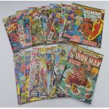 Twenty four Marvel comics including Spider-Man, The Incredible Hulk, Iron Man, Black Panther,