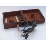 A 19th century brass and rosewood sextant in mahogany case marked F. Primavesi & Sons, Cardiff,