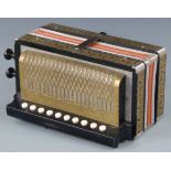 Hohner two stop melodeon with ten treble buttons, two spoon bars, key of C. Ideal for English