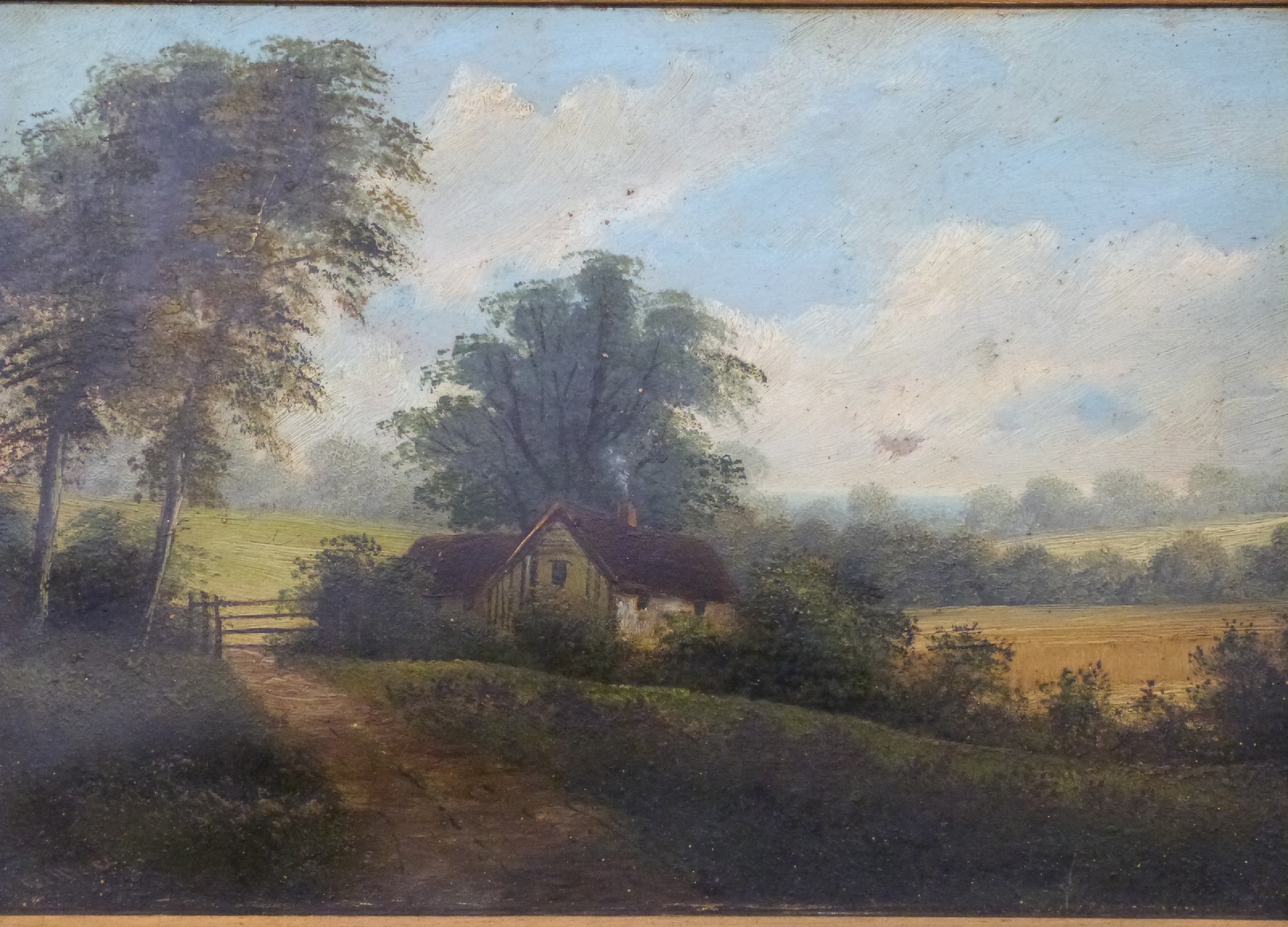 G.Mace three late 19th/early 20thC  oil on board countryside scenes including two of cottages - Image 2 of 10