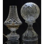 Waterford Crystal cut glass lamp with original paper label, 32cm tall, together with another similar