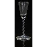 Mike Hunter Twists Glass clear drinking glass with blue, green and white twist decoration to the