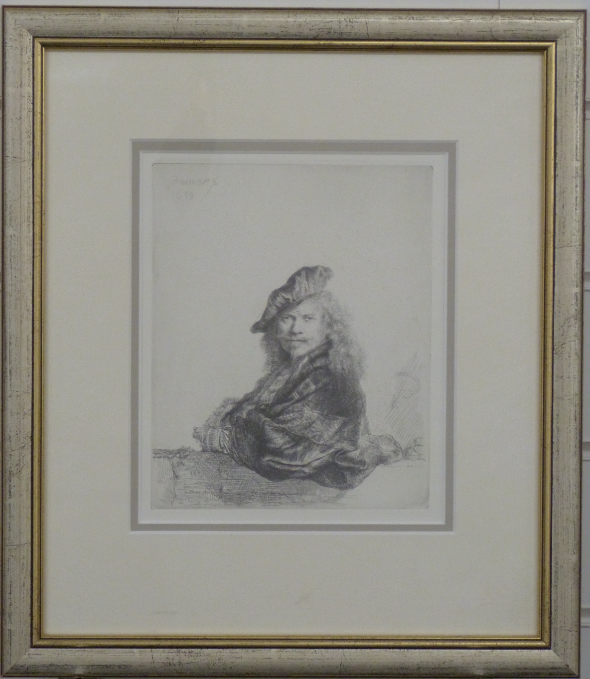 Rembrandt etching self portrait dated 1639 together with Rembrandt print marked 'hand printed by - Image 3 of 9