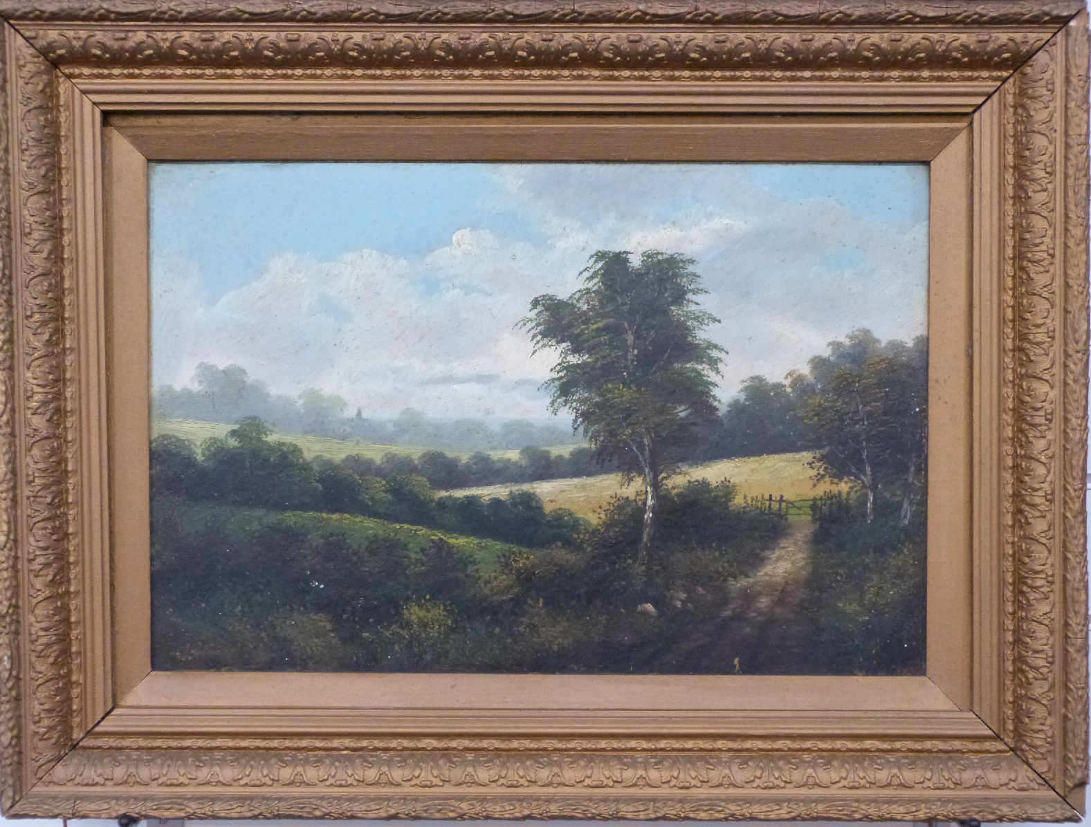 G.Mace three late 19th/early 20thC  oil on board countryside scenes including two of cottages - Image 6 of 10