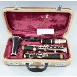 Console 'Selmer' of London composite bodied clarinet in original fitted case with spare reeds