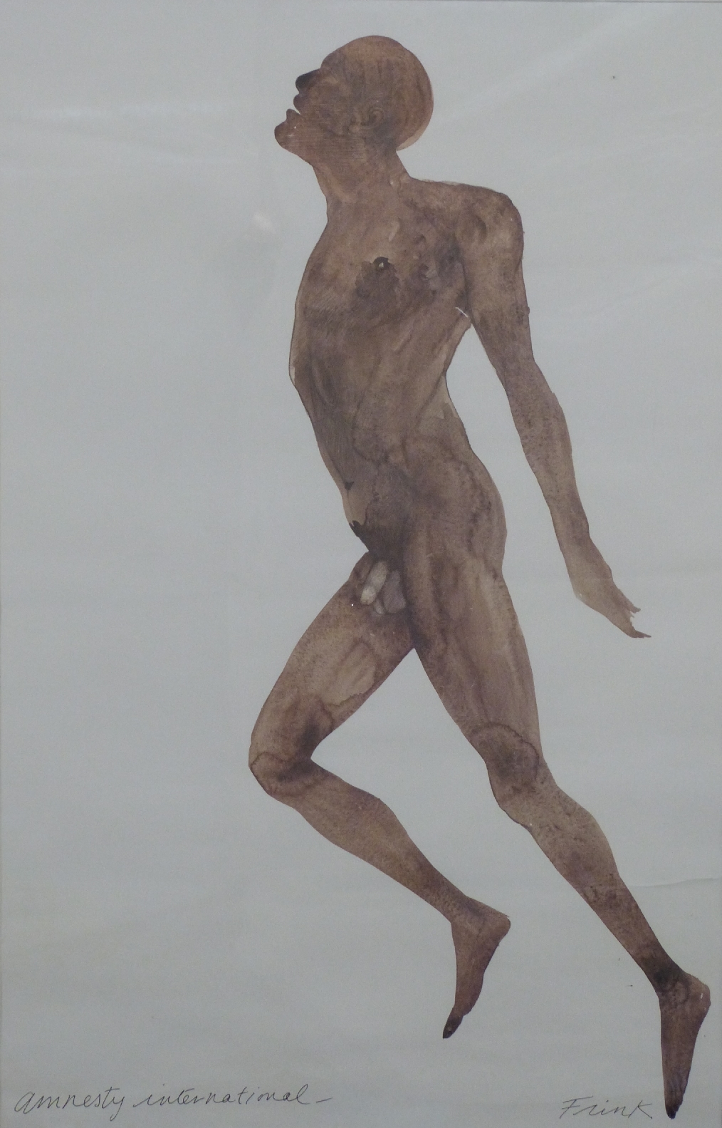 Dame Elizabeth Frink (British 1930-1993): Running Man 1980, a print for Amnesty International,