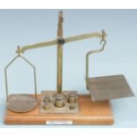 Arnold Precision Scales, Redhill, Surrey, brass postage or similar scales with weights to base,