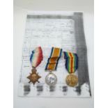 Royal Navy WWI medals comprising 1914/1915 Star, War Medal and Victory Medal named to T 3083 J