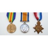 British Army WWI medals comprising 1914/1915 Star, War Medal and Victory Medal named to 2772 Pte J B