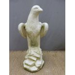 Garden reconstructed stone eagle on a rocky outcrop, 61cm