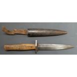 WWII German style boot knife, blade length 14.5cm, metal sheath