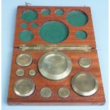 Cased set of GPO weights, 2lb to 1/4oz each marked GPO, in wooden fitted case, a likely test set