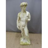 Classical style reconstructed stone nude male figure, height 117cm
