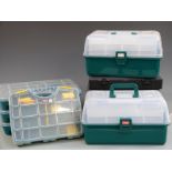 Ten fishing tackle boxes