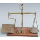 Victorian Degrave & Co, London, GPO postage scales with square and flat stacking weights to base,