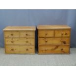 Two pine chests of two over two drawers, each approximately W86 x D47 x H72cm